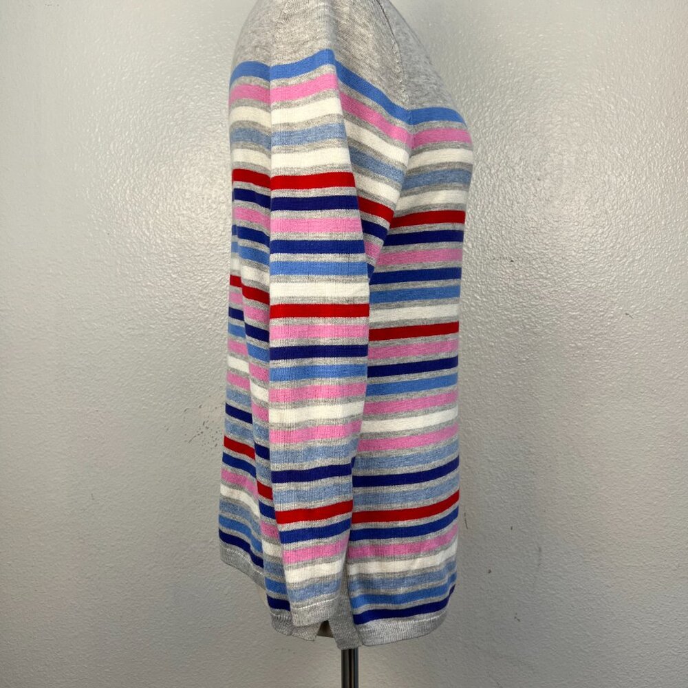 Talbots Multi-Stripe Side Button Sweater Cotton B… - image 7